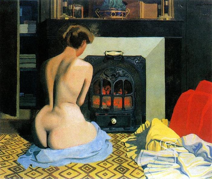Felix  Vallotton Naked Woman Before Salamander Stove Sweden oil painting art